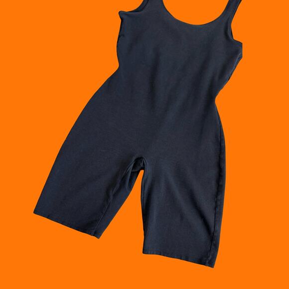 90's vintage black one piece unitard workout romper MEDIUM Gilda Marx - Picture 2 of 6